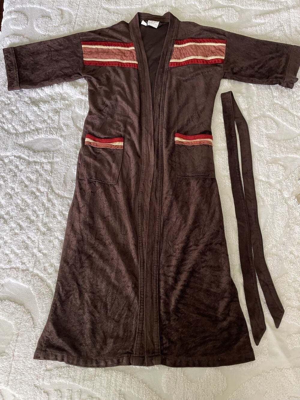 Vtg 70s Sears The Men’s Store Brown Bathrobe Cozy Dadcore MCM One Size 36-48